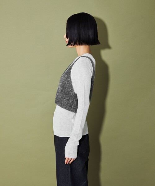 CITEN(シテン)の「<CITEN>キラキラキャミレイヤードニット(ニット/セーター・レディース・ダークグレー/ライトグレー/グレー・FREE)」の12枚目の写真