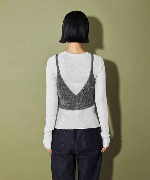 CITEN(シテン)の「<CITEN>キラキラキャミレイヤードニット(ニット/セーター・レディース・ダークグレー/ライトグレー/グレー・FREE)」の13枚目の写真