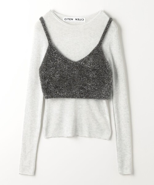 CITEN(シテン)の「<CITEN>キラキラキャミレイヤードニット(ニット/セーター・レディース・ダークグレー/ライトグレー/グレー・FREE)」の14枚目の写真