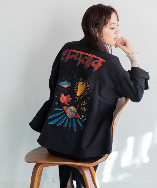 AMERICAN RAG CIE（アメリカンラグシー）の「LEIN 刺繍ジャケット（その他アウター・レディース・ホワイト/ブラック・FREE）」の2枚目の写真