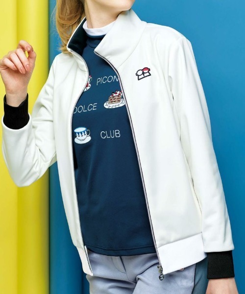 Picone CLUB（ピッコーネクラブ）の「裏起毛バックロゴブルゾン（ブルゾン・レディース・ブラック/ホワイト・S/M/L）」の2枚目の写真