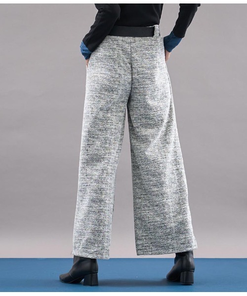 Settimissimo(セッティミッシモ)の「ITALY メランジ リボンベルト付 フレアパンツ(その他パンツ・レディース・ホワイト/ブラック・FREE)」の6枚目の写真