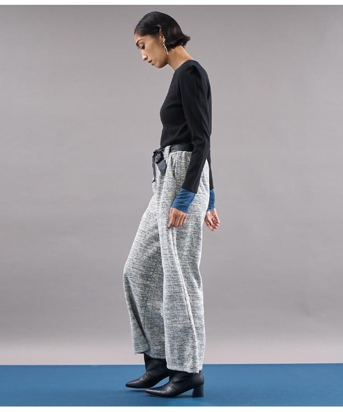 Settimissimo(セッティミッシモ)の「ITALY メランジ リボンベルト付 フレアパンツ(その他パンツ・レディース・ホワイト/ブラック・FREE)」の9枚目の写真