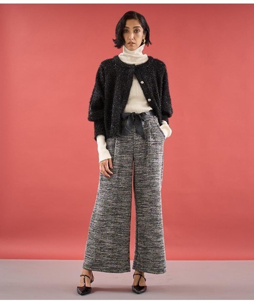 Settimissimo(セッティミッシモ)の「ITALY メランジ リボンベルト付 フレアパンツ(その他パンツ・レディース・ホワイト/ブラック・FREE)」の13枚目の写真