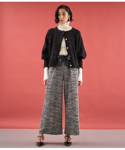 Settimissimo(セッティミッシモ)の「ITALY メランジ リボンベルト付 フレアパンツ(その他パンツ・レディース・ホワイト/ブラック・FREE)」の14枚目の写真