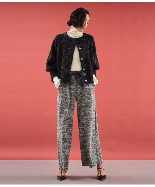 Settimissimo(セッティミッシモ)の「ITALY メランジ リボンベルト付 フレアパンツ(その他パンツ・レディース・ホワイト/ブラック・FREE)」の15枚目の写真