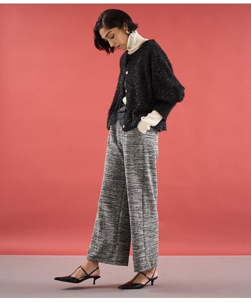 Settimissimo(セッティミッシモ)の「ITALY メランジ リボンベルト付 フレアパンツ(その他パンツ・レディース・ホワイト/ブラック・FREE)」の16枚目の写真