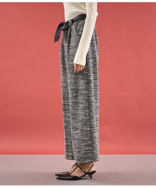 Settimissimo(セッティミッシモ)の「ITALY メランジ リボンベルト付 フレアパンツ(その他パンツ・レディース・ホワイト/ブラック・FREE)」の17枚目の写真