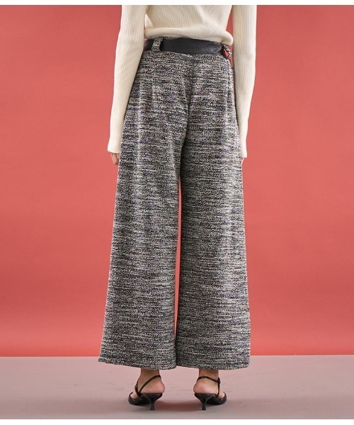 Settimissimo(セッティミッシモ)の「ITALY メランジ リボンベルト付 フレアパンツ(その他パンツ・レディース・ホワイト/ブラック・FREE)」の18枚目の写真