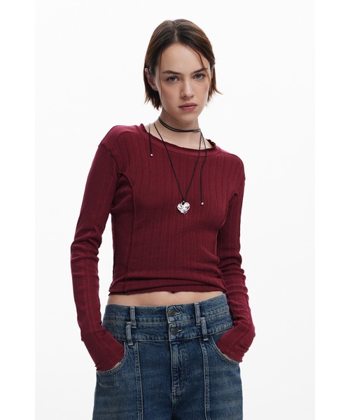 Desigual(デシグアル)の「立体切替 コンパクトカットソー(Tシャツ/カットソー・レディース・レッド/ホワイト/ブラック・XS/S/M/L/XL)」の9枚目の写真