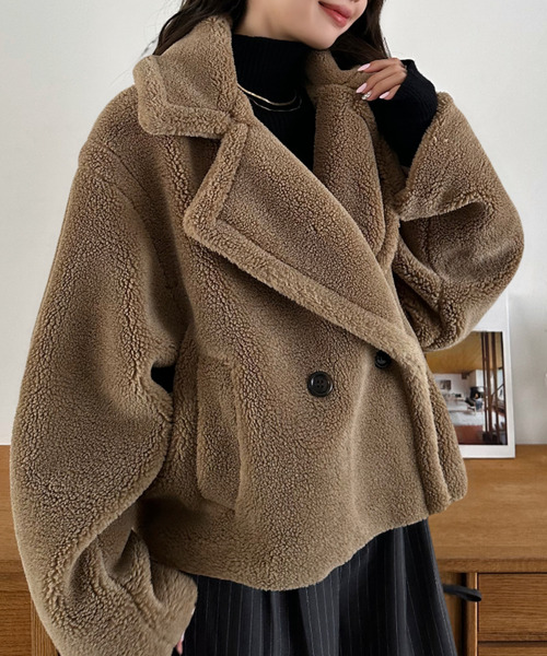 セール】【Eclat one】テディボア ショート Pコート ジャケット