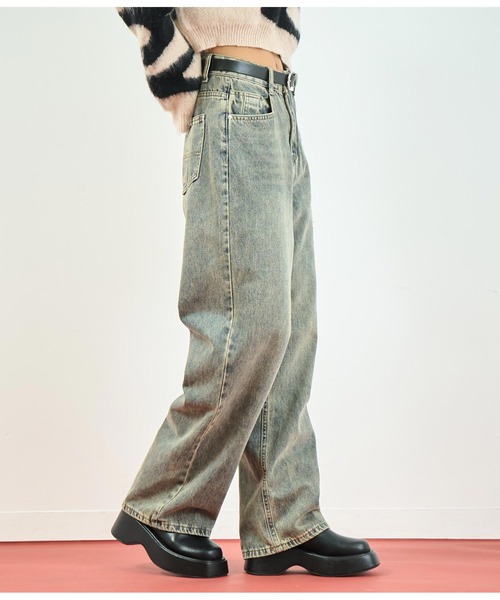 ANAP（アナップ）の「ヴィンテージ加工ストレートデニムパンツ（デニムパンツ・レディース・ブルー・S/M）」の4枚目の写真