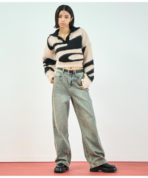 ANAP（アナップ）の「ヴィンテージ加工ストレートデニムパンツ（デニムパンツ・レディース・ブルー・S/M）」の6枚目の写真