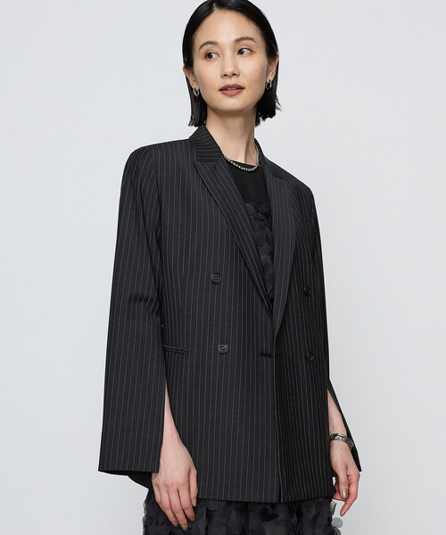 COMME CA（コムサ）の「【セットアップ対応】ブライトリートロストライプ ジャケット<br>（セットアップ・レディース・チャコール・11号/9号）」の4枚目の写真