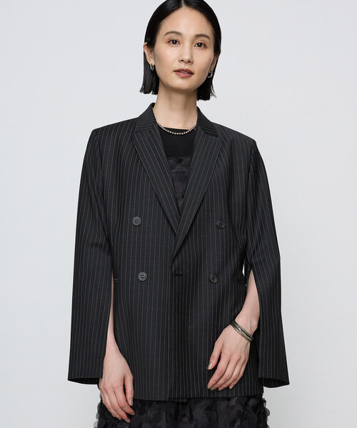 COMME CA（コムサ）の「【セットアップ対応】ブライトリートロストライプ ジャケット<br>（セットアップ・レディース・チャコール・11号/9号）」の3枚目の写真