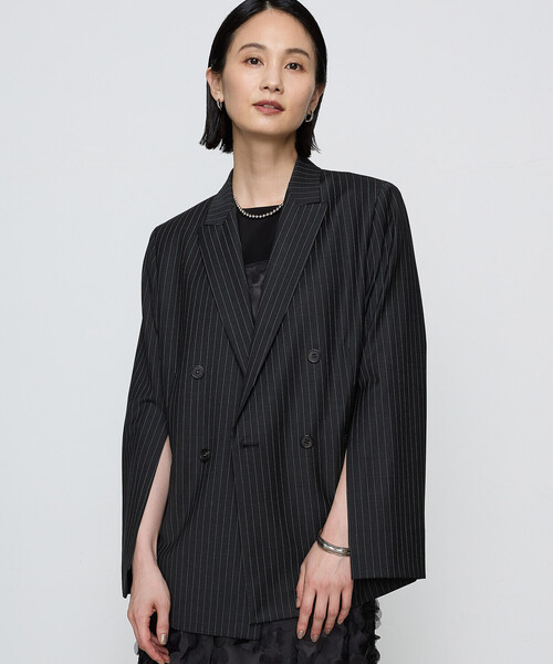 COMME CA（コムサ）の「【セットアップ対応】ブライトリートロストライプ ジャケット<br>（セットアップ・レディース・チャコール・11号/9号）」の2枚目の写真