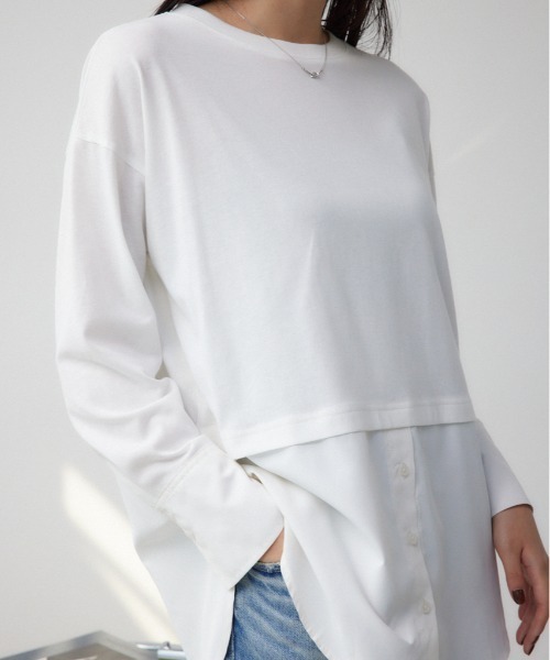 AZUL by moussy(アズールバイマウジー)の「アソートデザインレイヤードトップス(Tシャツ/カットソー・レディース・ブラック系その他2/ホワイト系その他2/オフホワイト/ブラック・SMALL/MEDIUM)」の3枚目の写真