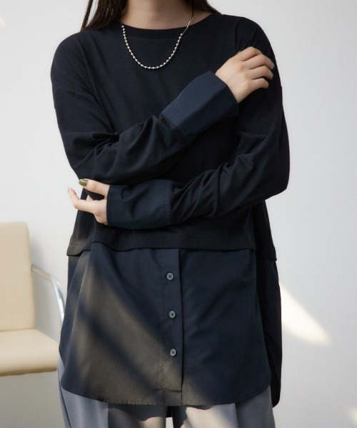 AZUL by moussy(アズールバイマウジー)の「アソートデザインレイヤードトップス(Tシャツ/カットソー・レディース・ブラック系その他2/ホワイト系その他2/オフホワイト/ブラック・SMALL/MEDIUM)」の4枚目の写真