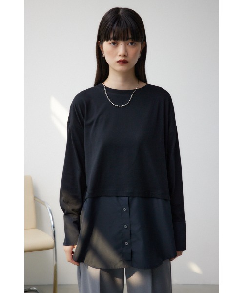 AZUL by moussy(アズールバイマウジー)の「アソートデザインレイヤードトップス(Tシャツ/カットソー・レディース・ブラック系その他2/ホワイト系その他2/オフホワイト/ブラック・SMALL/MEDIUM)」の12枚目の写真