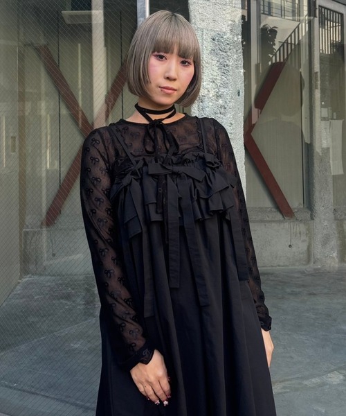 Candy Stripper(キャンディストリッパー)の「RIBBON SHEER CHOKER トップス(その他トップス・レディース・オフホワイト/ブラック/ピンク・FREE)」の17枚目の写真