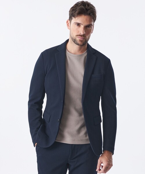 EPOCA UOMO（エポカウォモ）の「ウェーブワッフルジャケット（テーラードジャケット・メンズ・ブラック/ダークネイビー/ライトグレー・48/46）」の3枚目の写真