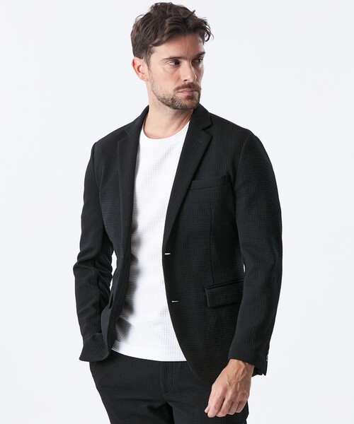 EPOCA UOMO（エポカウォモ）の「ウェーブワッフルジャケット（テーラードジャケット・メンズ・ブラック/ダークネイビー/ライトグレー・48/46）」の2枚目の写真