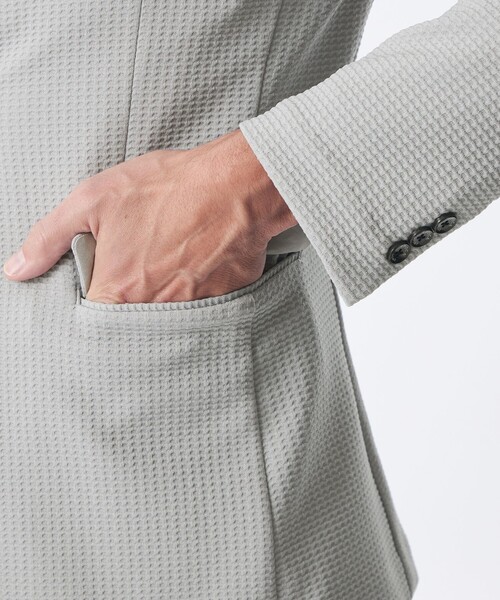 EPOCA UOMO（エポカウォモ）の「ウェーブワッフルジャケット（テーラードジャケット・メンズ・ブラック/ダークネイビー/ライトグレー・48/46）」の8枚目の写真