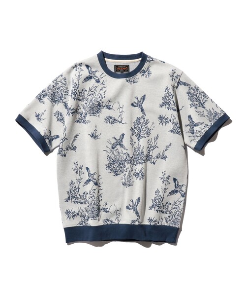 BEAMS PLUS(ビームスプラス)の「バード柄 ジャカード ニット Tシャツ(Tシャツ/カットソー・メンズ・オフホワイト・M/S/L/XL)」の2枚目の写真