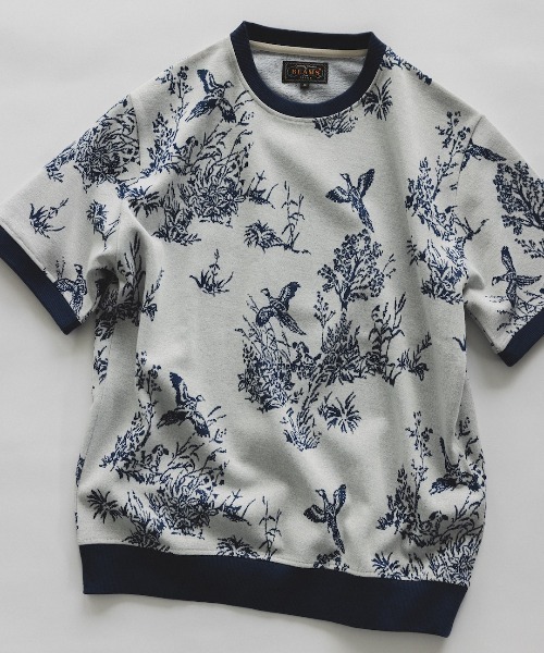 BEAMS PLUS(ビームスプラス)の「バード柄 ジャカード ニット Tシャツ(Tシャツ/カットソー・メンズ・オフホワイト・M/S/L/XL)」の1枚目の写真
