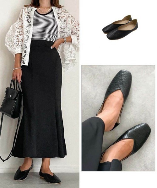 aquagarage（アクアガレージ）の「スクエアトゥフラットシューズ（パンプス・レディース・ブラック/アイボリー/グレー系その他/ブラック系その他2/ブラウン系その他2/グリーン系その他3/ベージュ系その他/ホワイト・23.0cm/23.5cm/24.0cm/24.5cm/22.5cm/22.0cm/25.0cm）」の20枚目の写真