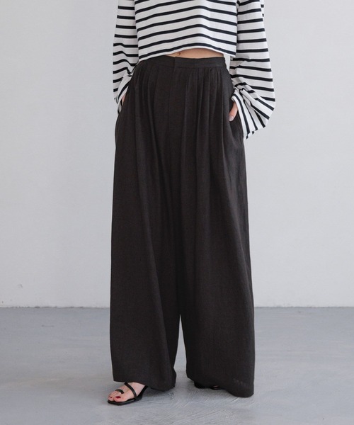yuw（ユウ）の「リネンギャザーワイドパンツ　322053（その他パンツ・レディース・ブラック/チャコールグレー・FREE）」の22枚目の写真