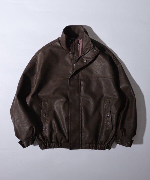 Jungle Storm(ジャングルストーム)の「Washed synthetic leather blouson / ウォッシュ 合革ブルゾン unisex(ブルゾン・メンズ・ブラウン/ブラック・S/M/L)」の2枚目の写真