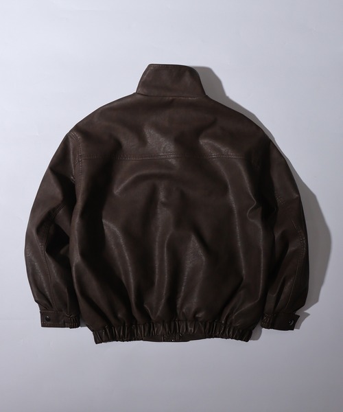 セール】Washed synthetic leather blouson / ウォッシュ 合革