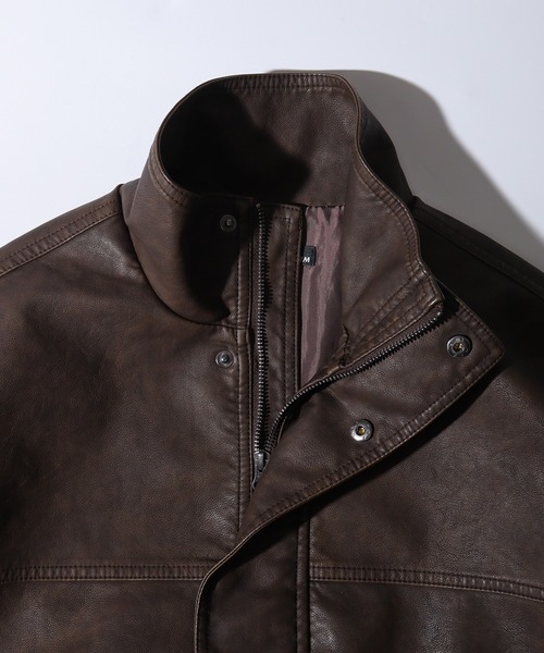 Jungle Storm(ジャングルストーム)の「Washed synthetic leather blouson / ウォッシュ 合革ブルゾン unisex(ブルゾン・メンズ・ブラウン/ブラック・S/M/L)」の4枚目の写真