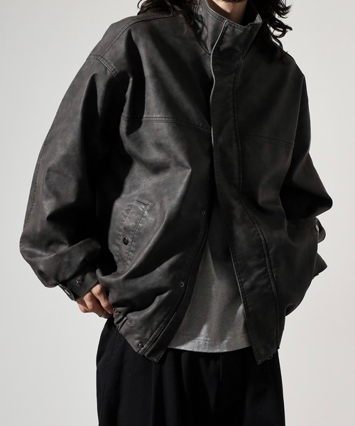 Jungle Storm(ジャングルストーム)の「Washed synthetic leather blouson / ウォッシュ 合革ブルゾン unisex(ブルゾン・メンズ・ブラウン/ブラック・S/M/L)」の13枚目の写真