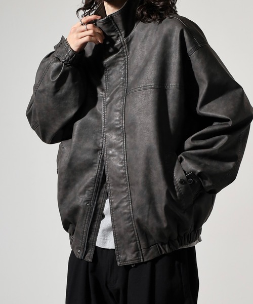 ジャケット・アウター Polysooem WASHED LEATHER WESTERN JACKET Polysooem Stitched Leather Western Jacket - Red
