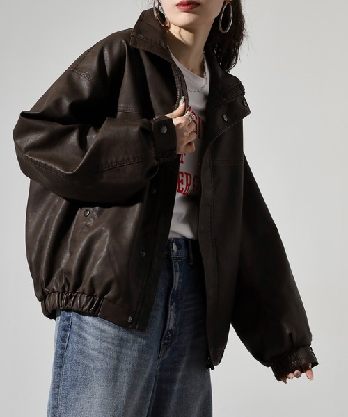 Jungle Storm(ジャングルストーム)の「Washed synthetic leather blouson / ウォッシュ 合革ブルゾン unisex(ブルゾン・メンズ・ブラウン/ブラック・S/M/L)」の10枚目の写真
