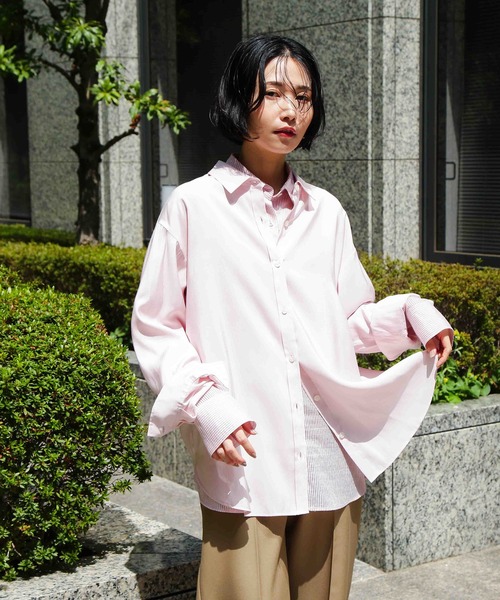 N.（N. Natural Beauty Basic）（エヌエヌナチュラルビューティーベーシック）の「ユースフルオーバーシャツ（シャツ/ブラウス・レディース・ピンク/オフホワイト/チャコールグレー/イエロー・MEDIUM）」の4枚目の写真