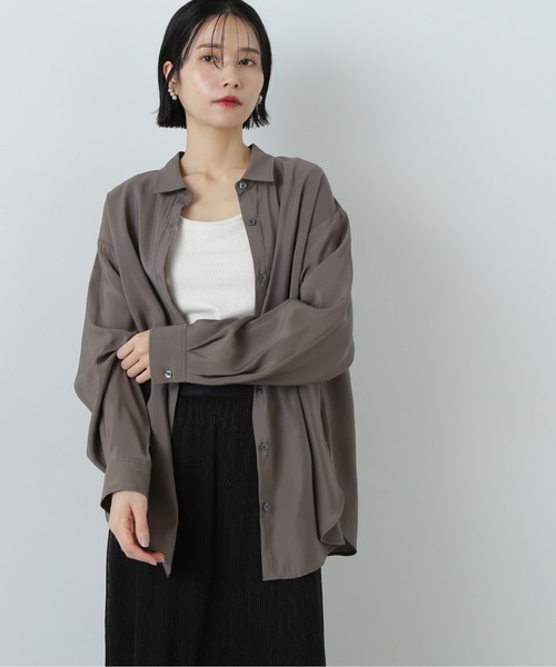N.（N. Natural Beauty Basic）（エヌエヌナチュラルビューティーベーシック）の「ユースフルオーバーシャツ（シャツ/ブラウス・レディース・ピンク/オフホワイト/チャコールグレー/イエロー・MEDIUM）」の3枚目の写真