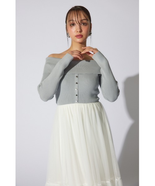 rienda(リエンダ)の「オフショルダーチュールドッキングワンピース 春服(ワンピース・レディース・ライトグレー/ブラック/ライトブラウン・FREE)」の10枚目の写真