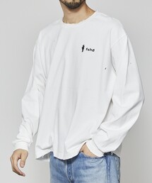 DISCOVERED ダメージ加工 カットソー 長袖 Tシャツ ロンＴ 白 ジャケt tシャツ メンズ 長袖 厚手 ロングティーシャツ