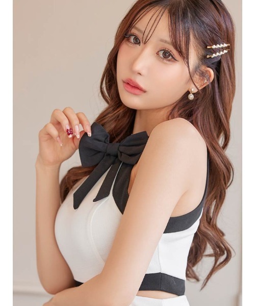 ネックリボンウエストカットアメスリAラインミニドレス(ドレス ネックリボンウエストカットアメスリAラインミニドレス(ドレス