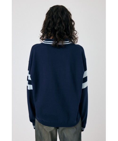 MOUSSY（マウジー）の「RUGGER ニット ポロシャツ（ニット/セーター・レディース・ネイビー/オフホワイト/レッド・FREE）」の11枚目の写真