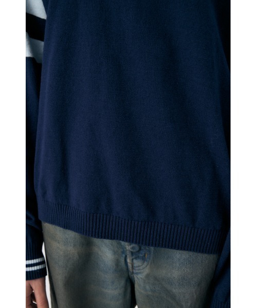 MOUSSY（マウジー）の「RUGGER ニット ポロシャツ（ニット/セーター・レディース・ネイビー/オフホワイト/レッド・FREE）」の14枚目の写真
