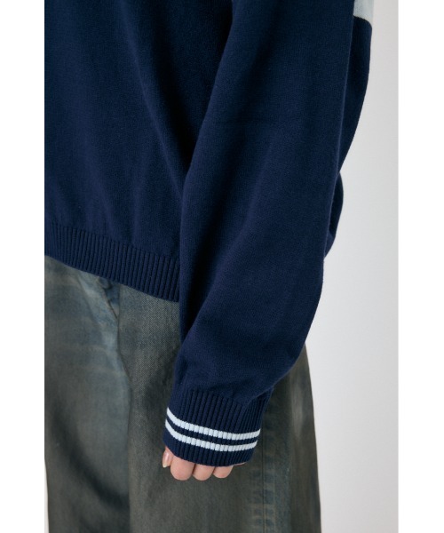 MOUSSY（マウジー）の「RUGGER ニット ポロシャツ（ニット/セーター・レディース・ネイビー/オフホワイト/レッド・FREE）」の15枚目の写真