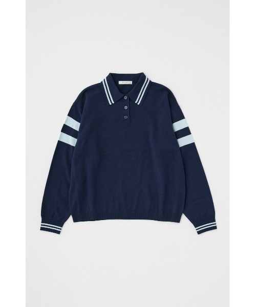 MOUSSY（マウジー）の「RUGGER ニット ポロシャツ（ニット/セーター・レディース・ネイビー/オフホワイト/レッド・FREE）」の16枚目の写真