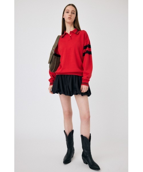 MOUSSY（マウジー）の「RUGGER ニット ポロシャツ（ニット/セーター・レディース・ネイビー/オフホワイト/レッド・FREE）」の19枚目の写真