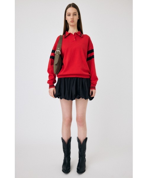 MOUSSY（マウジー）の「RUGGER ニット ポロシャツ（ニット/セーター・レディース・ネイビー/オフホワイト/レッド・FREE）」の21枚目の写真