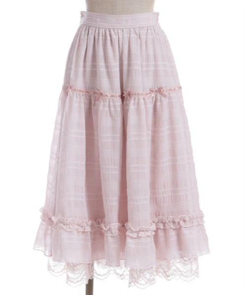 axes femme POETIQUE（アクシーズファムポエティック）の「シアーチェックティアードスカート（スカート・レディース・ピンク/ブラック/クリーム・MEDIUM）」の14枚目の写真