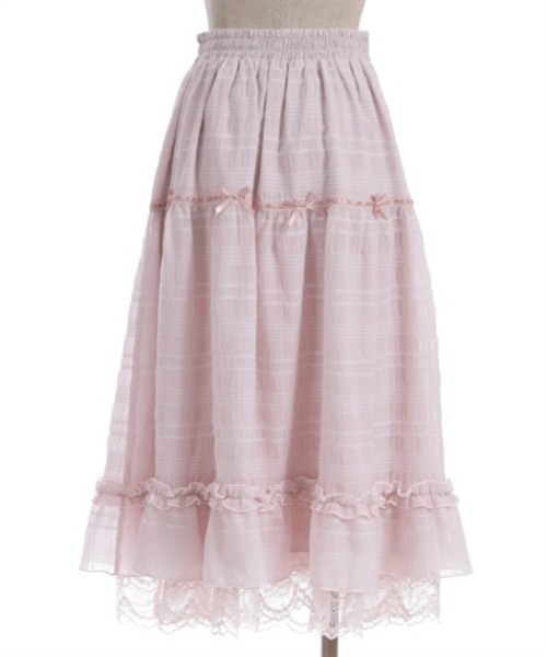 axes femme POETIQUE（アクシーズファムポエティック）の「シアーチェックティアードスカート（スカート・レディース・ピンク/ブラック/クリーム・MEDIUM）」の16枚目の写真